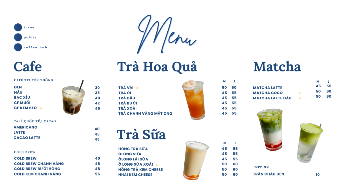 Menu Three Points Coffee Hub