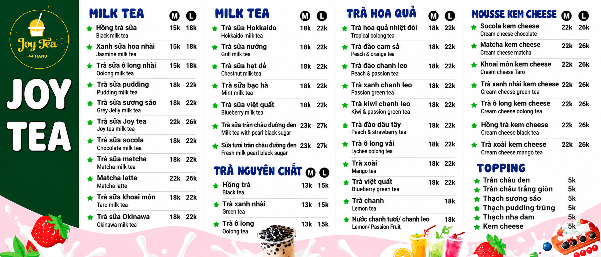 Menu Joy Tea