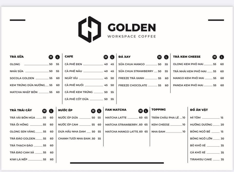 Menu Golden Workspace